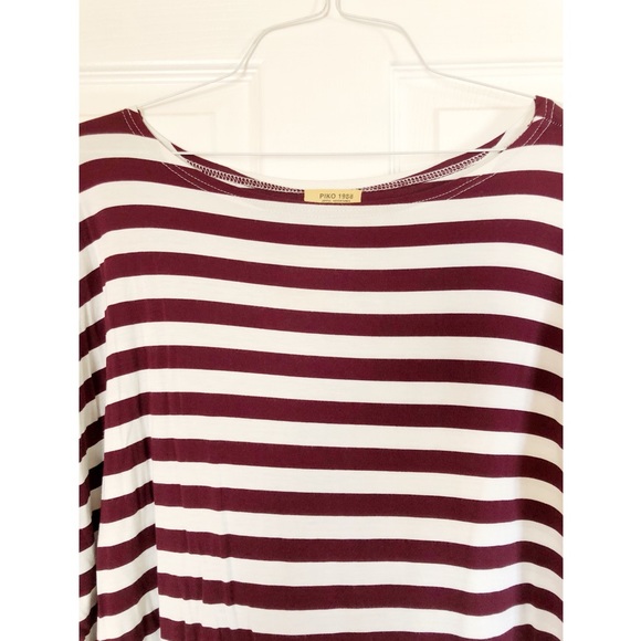 Burgundy/wine striped PIKO top. Size small - Picture 2 of 2